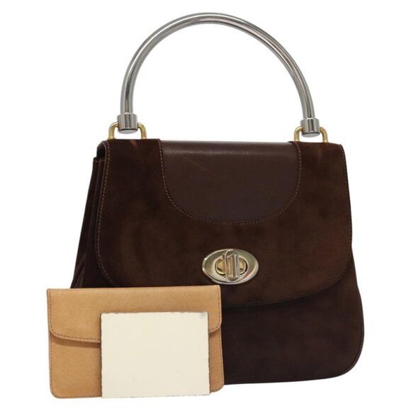 GUCCI Hand Bag Suede Brown Auth BA337 - Picture 1 of 16